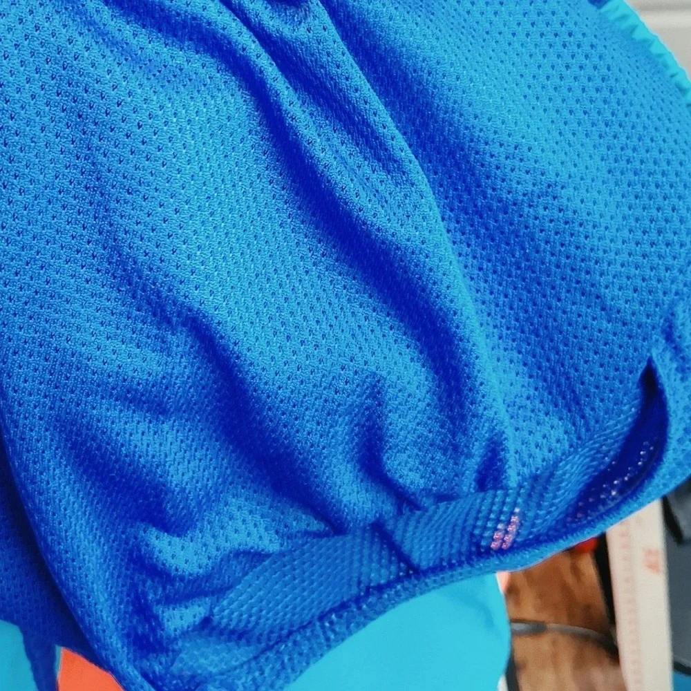 Nike Boys Swim Trunks Blue Orange Colorblock Mesh Lined Size L 147-158cm